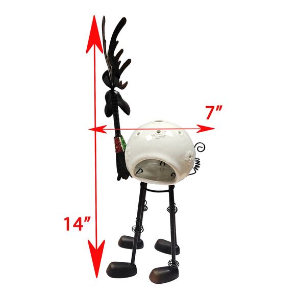 Pier 1 Imports Bobblehead Christmas Reindeer Moose Tea Candle Light Holder - Picture 8 of 8